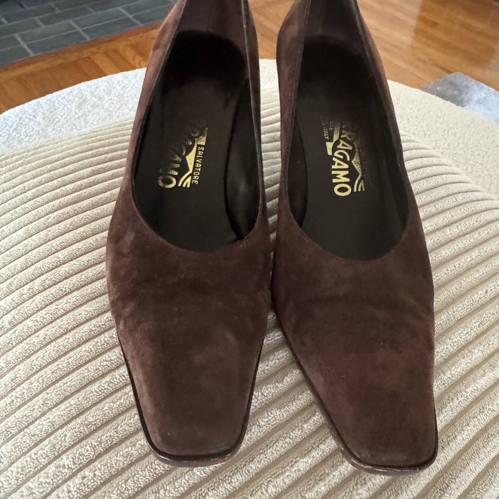 Salvatore Ferragamo Women's Dark Brown Suede Heels